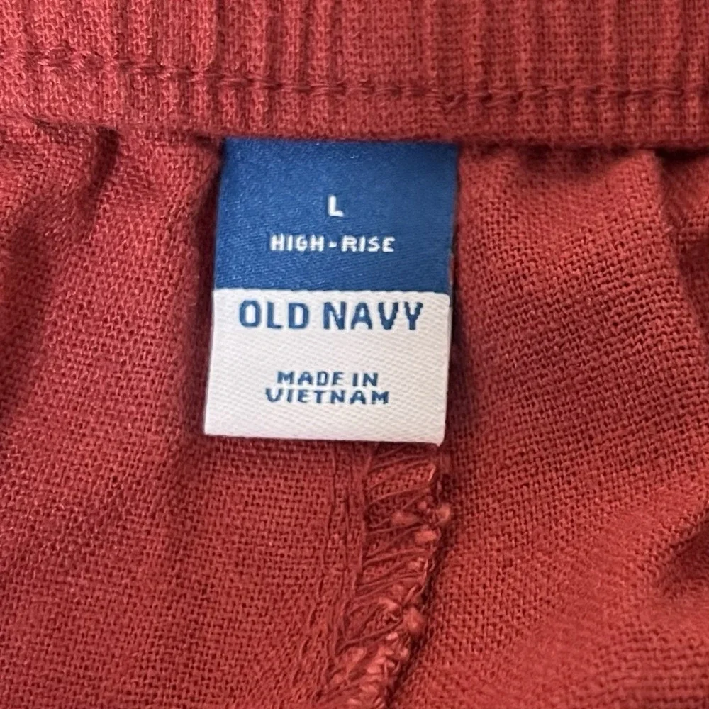 Old Navy Shorts Womens Large Red Linen Blend Pull On Hi Rise Beach Resort Casual